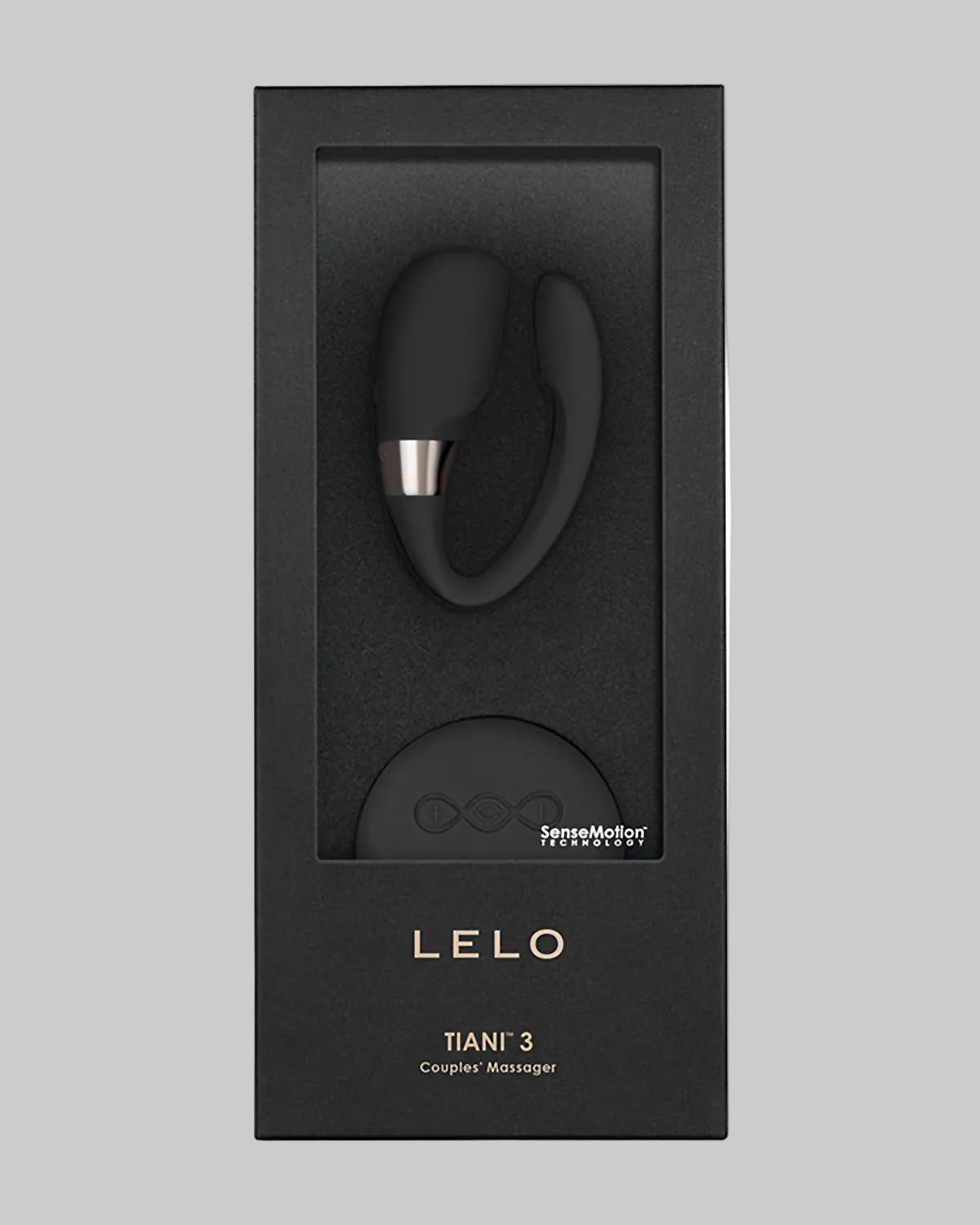 Wibrator dla par LELO Tiani 3 - eleganckie opakowanie z okienkiem i złotym logo - kolor czarny