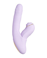 Kompletny zestaw fioletowego vibratora Svakom z odłączonymi częściami na białym tle