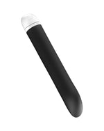 Czarny wibrator Fun Factory w pozycji ukośnej z widoczną białą podstawą z przyciskami sterowania