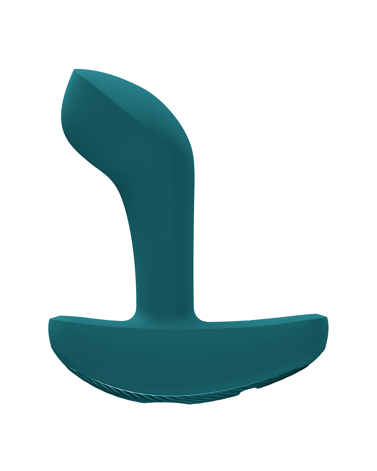 Turkusowy silikonowy akcent intymny w kształcie litery P z gładką powierzchnią i szeroką podstawą