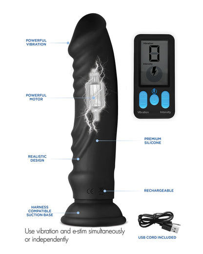 XR Brands E-Stim Pro Vibrating Dildo wibrujące dildo z elektrostymulacją i pilotem