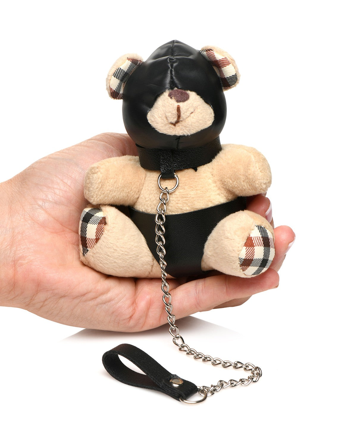 XR Brands Hooded Teddy Bear brelok BDSM miś z kapturem, obrożą i smyczą