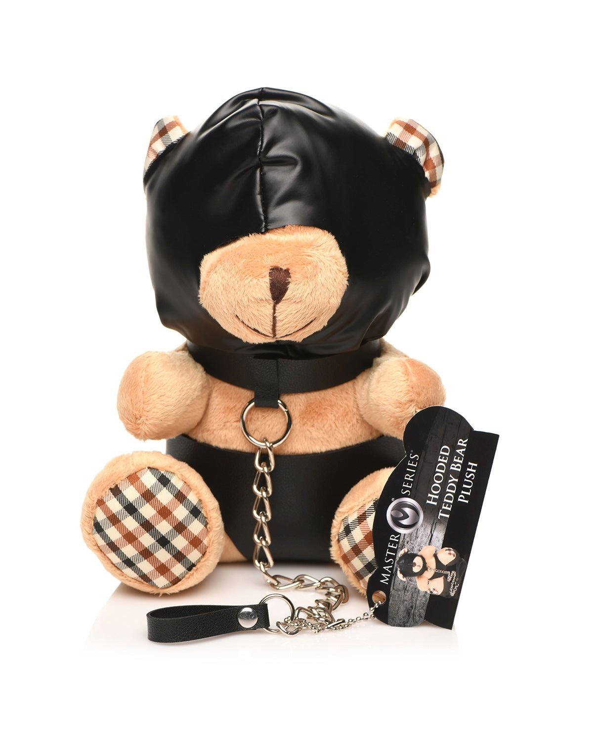 XR Brands Hooded Teddy Bear maskotka BDSM miś z kapturem, obrożą i smyczą