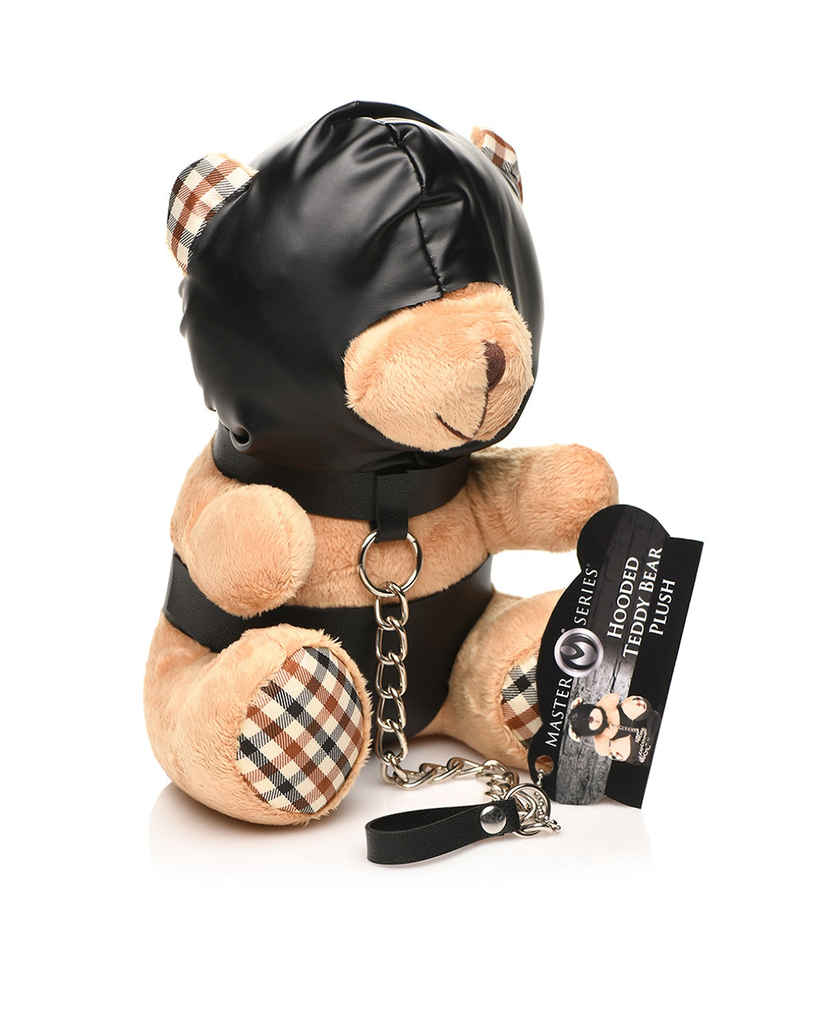 XR Brands Hooded Teddy Bear maskotka BDSM miś z kapturem, obrożą i smyczą