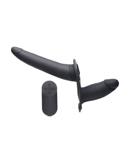 XR Brands Vibrating Double Dildo and Harness zdalnie sterowany podwójny strap-on z wibracjami