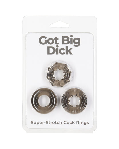 Zestaw trzech pierścieni erekcyjnych Got Big Dick 3 Pack Rings - czarne