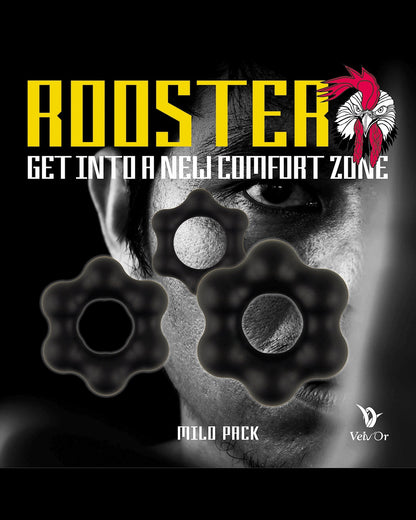 Zestaw wytrzymałych pierścieni erekcyjnych Rooster Milo Pack Set of Robust Cock Rings - czarne