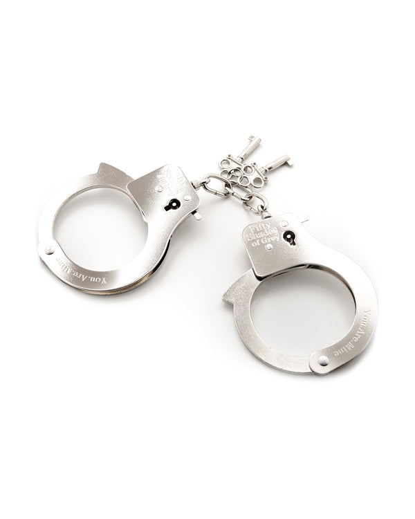 50 Twarzy Greya Metal Handcuffs metalowe kajdanki z logo powieści