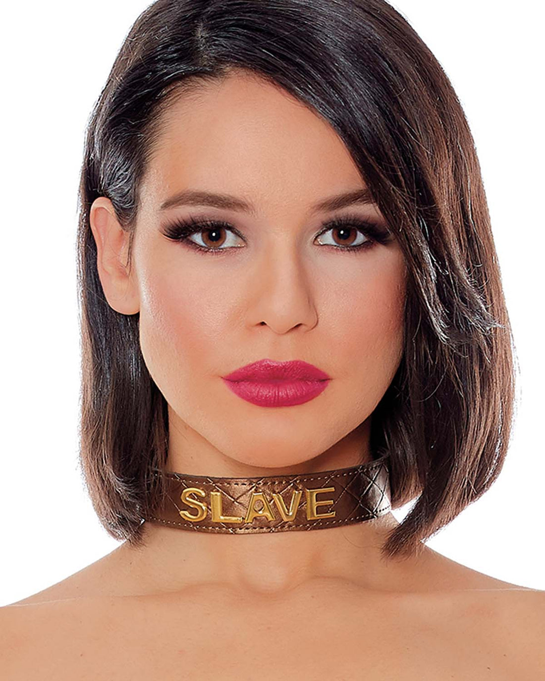 Allure The Subjection choker z napisem SLAVE brązowy