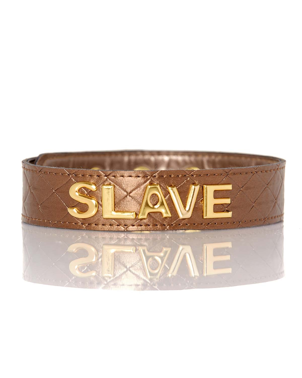 Allure The Subjection choker z napisem SLAVE brązowy