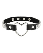 Coquette Chic Hand Crafted Choker Vegan Leather Heart choker z wegańskiej skóry zdobiony kamyczkami z sercem