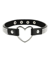 Coquette Chic Hand Crafted Choker Vegan Leather Heart choker z wegańskiej skóry zdobiony kamyczkami z sercem