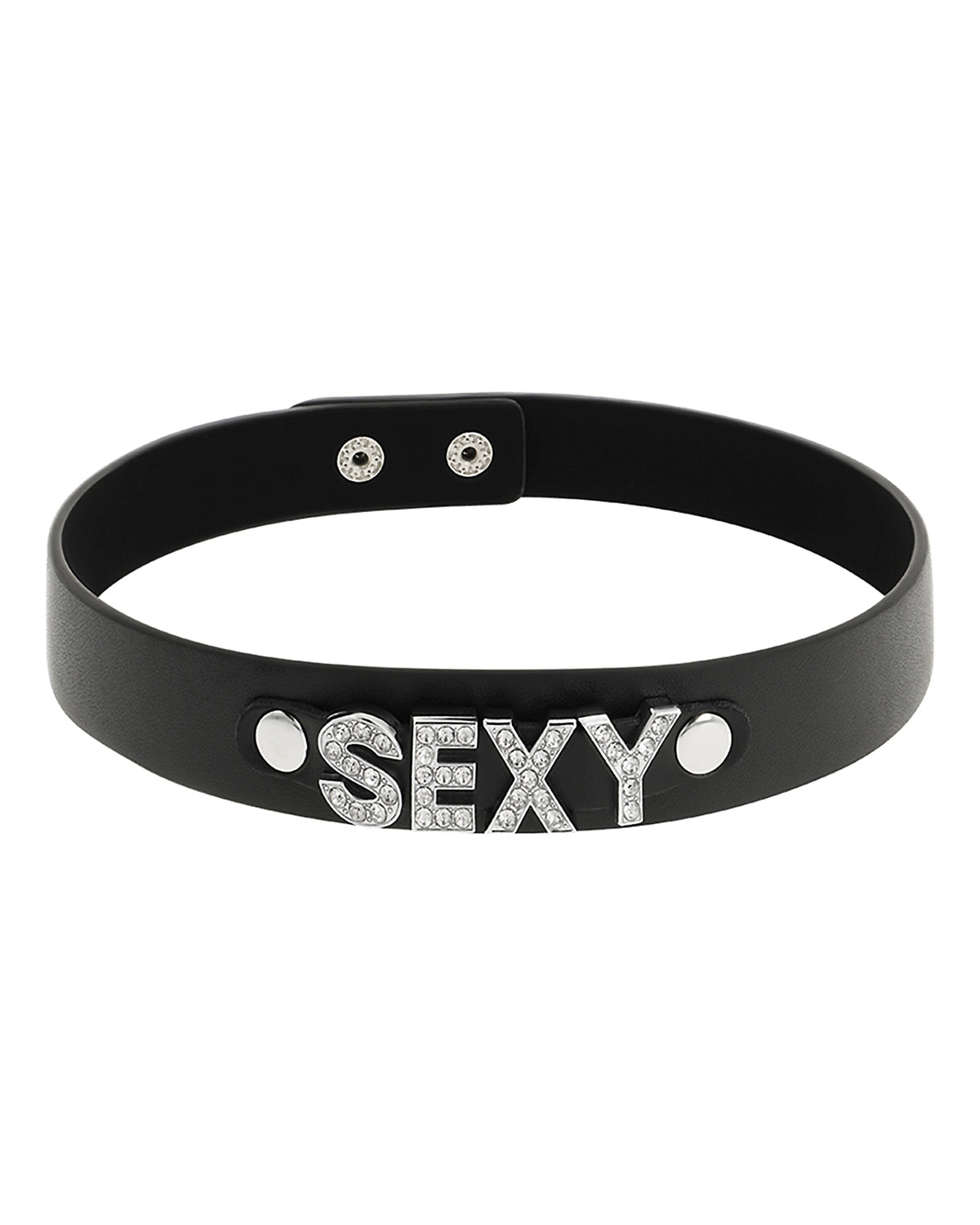 Coquette Chic Hand Crafted Choker Vegan Leather Sexy ręcznie wykonany choker z wegańskiej skóry z napisem SEXY