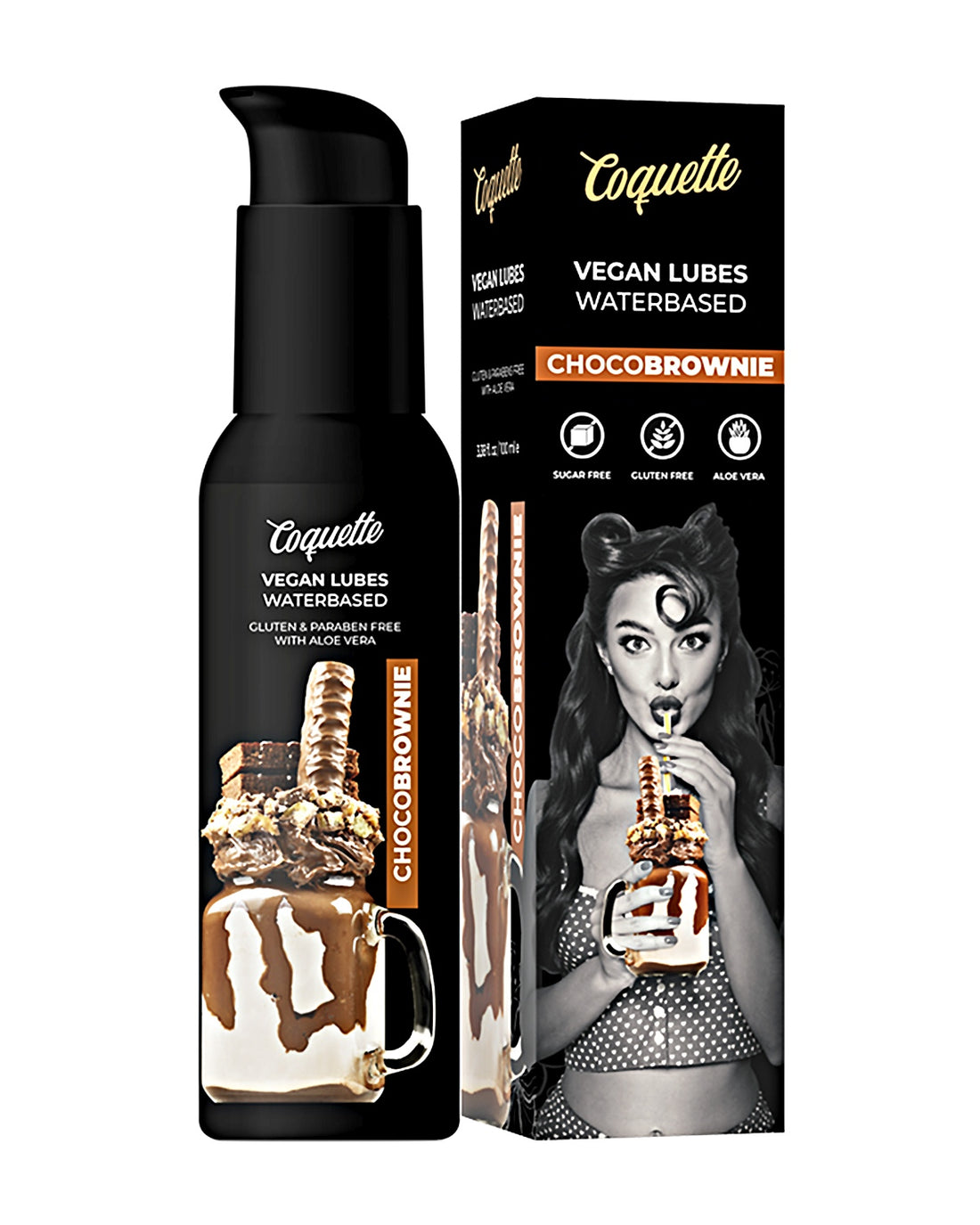 Coquette Cosmetics Vegan Lubes ChocoBrownie ciasto czekoladowe i biszkoptowe lubrykant wegański na bazie wody 100 ml