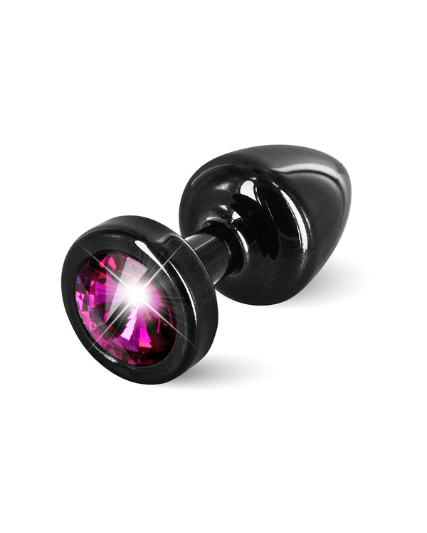 Diogol Anni korek analny czarny z różowym kryształkiem Swarovskiego® 25 mm