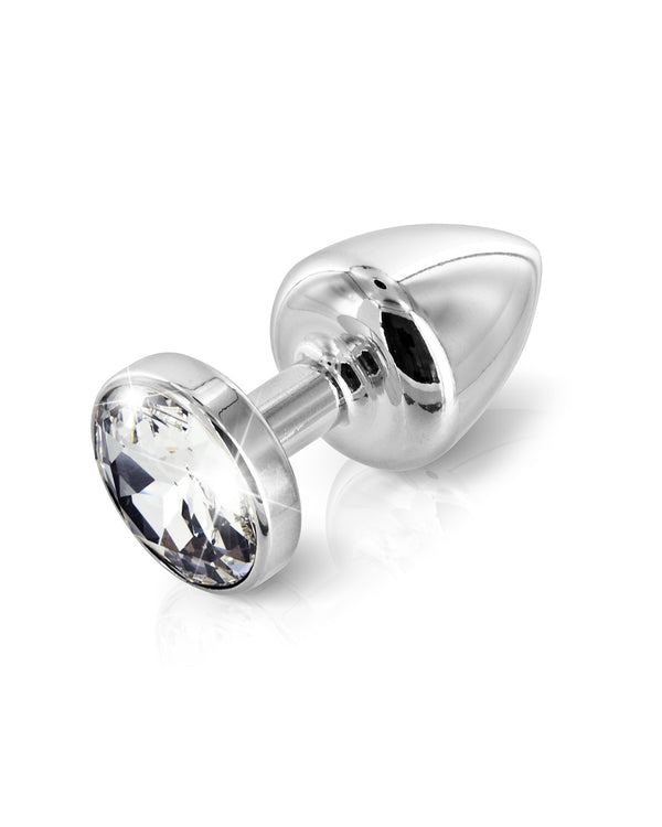 Diogol Anni korek analny srebrny z kryształkiem Swarovskiego® 30 mm