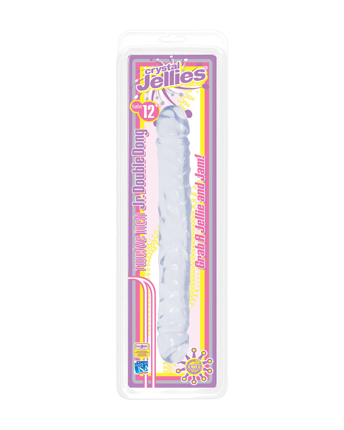 Doc Johnson Jr. Double Dong dwustronne dildo transparentne 30 cm