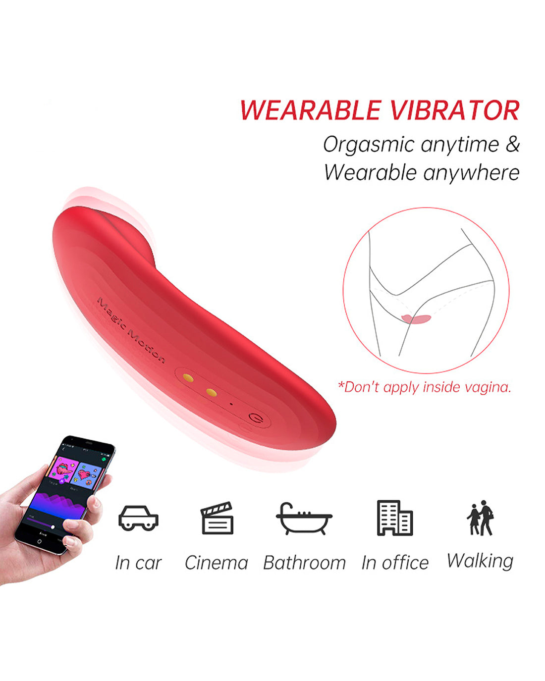 Magic Motion Nyx Smart Panty Vibrator wibrująca wkładka do majtek z aplikacją na telefon czerwona