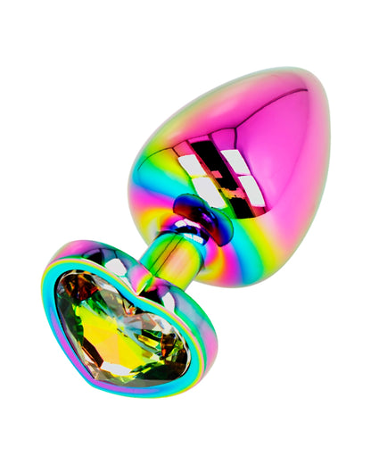Metalowy korek analny z motywem serca rozmiar L Iridescent Heart