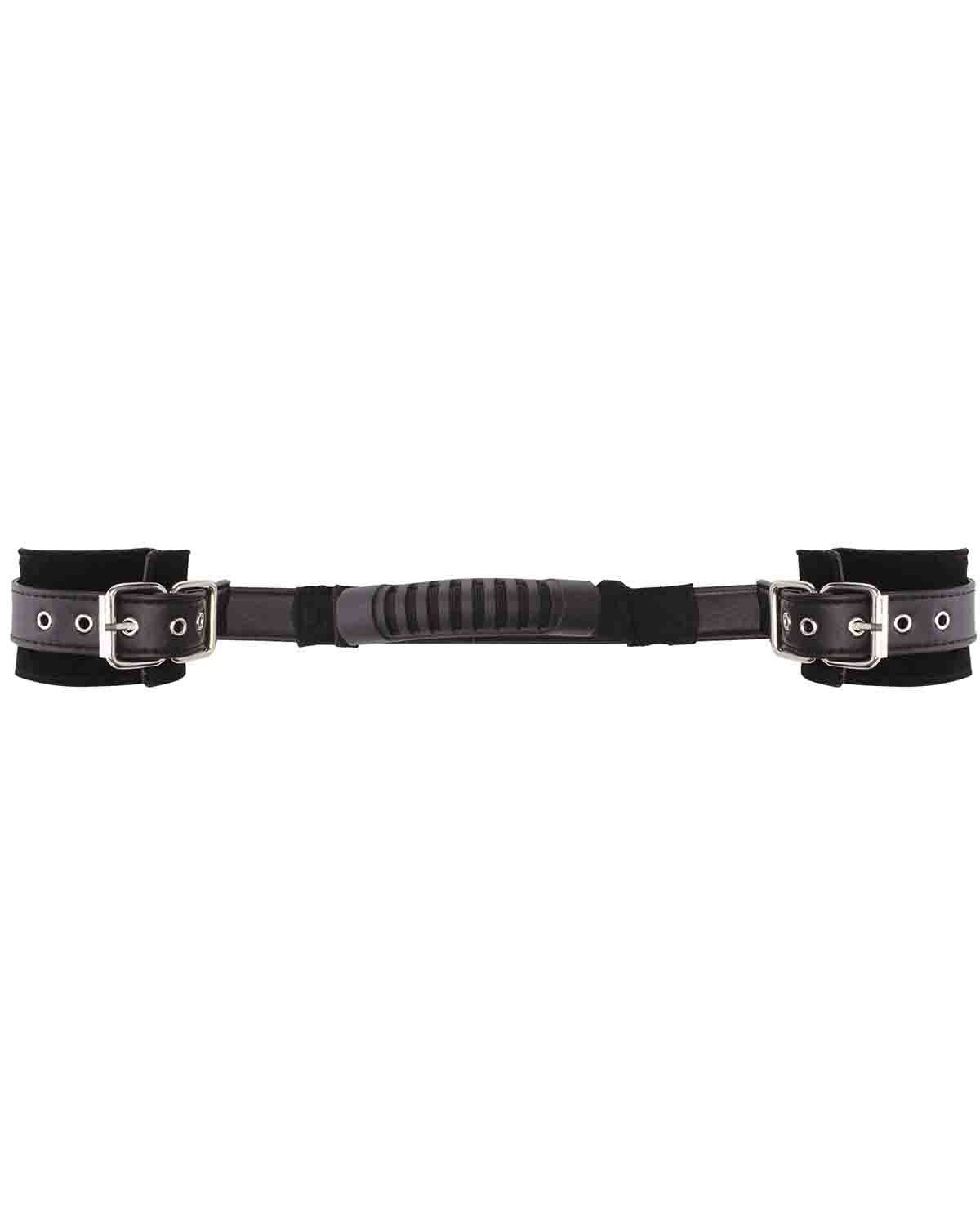 Ouch! Adjustable Leather Handcuffs kajdanki z uchwytem czarne