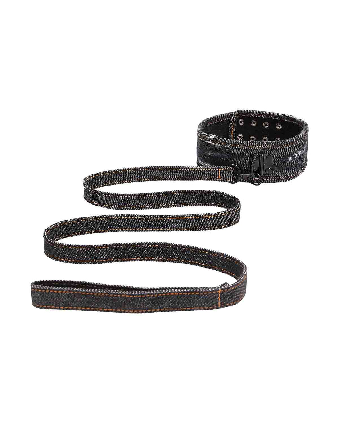 Ouch! Denim Collar with Leash dżinsowa obroża ze smyczą czarna