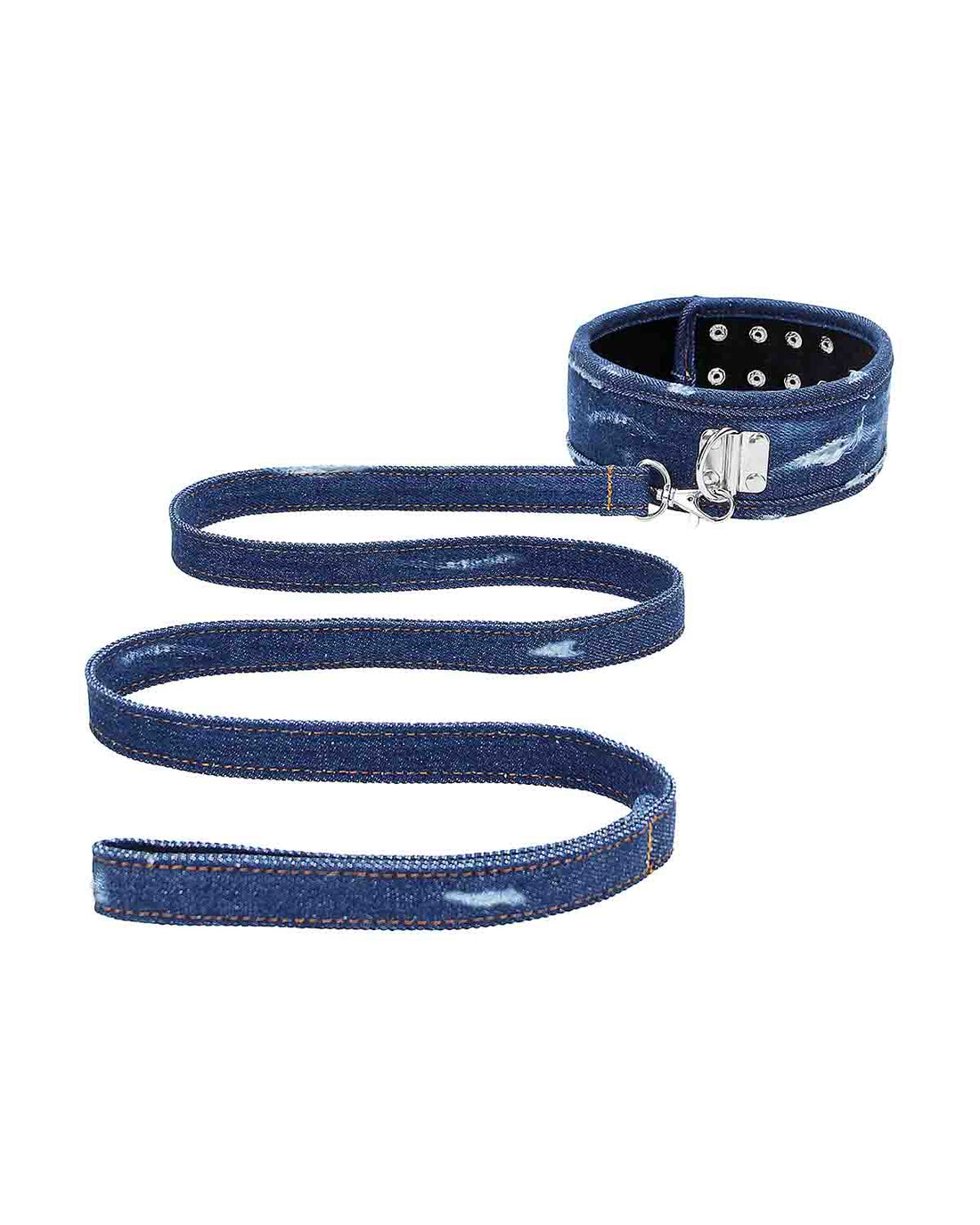 Ouch! Denim Collar with Leash dżinsowa obroża ze smyczą niebieska