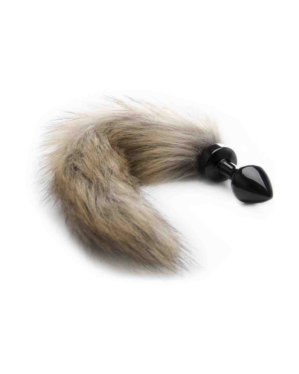 Ouch! Fox Tail Buttplug metalowy plug analny z kitą czarno-brązowy