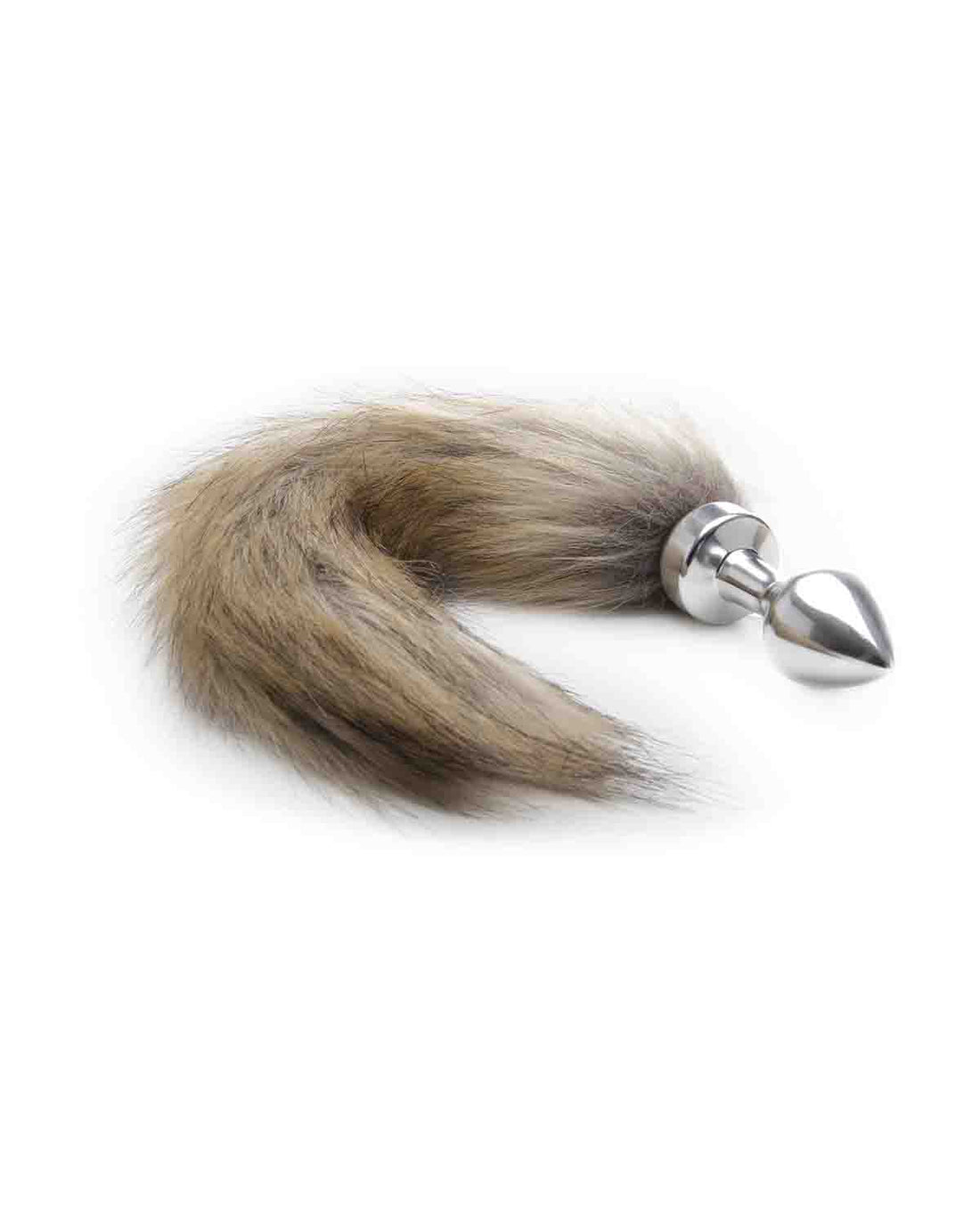 Ouch! Fox Tail Buttplug metalowy plug analny z kitą srebrno-brązowy