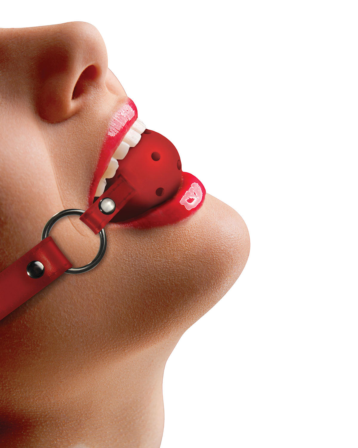Ouch! Gag Ball knebel z otworami czerwony