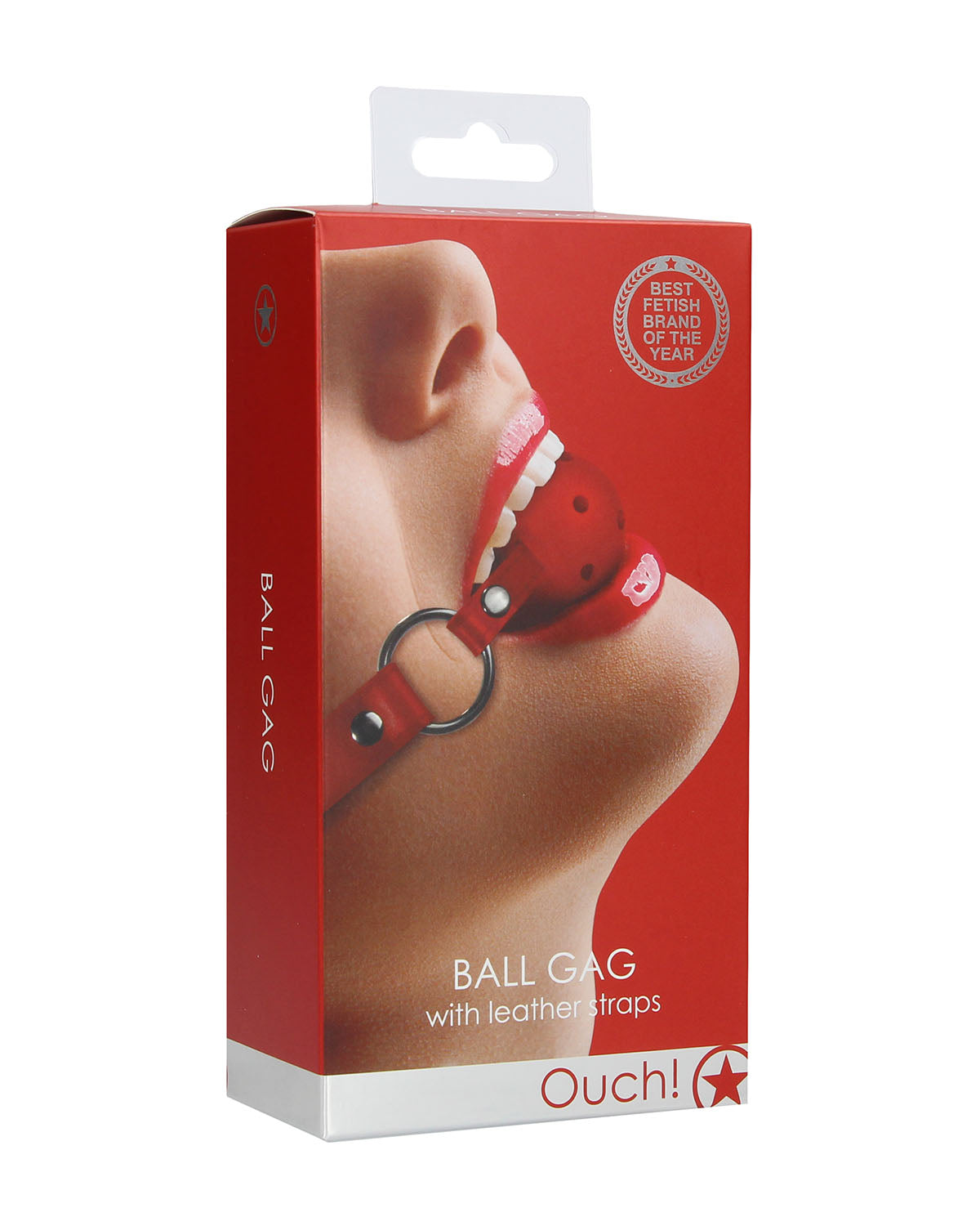 Ouch! Gag Ball knebel z otworami czerwony