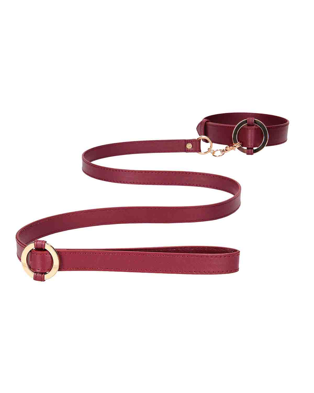 Ouch! Halo Collar with Leash obroża erotyczna ze smyczą bordowa