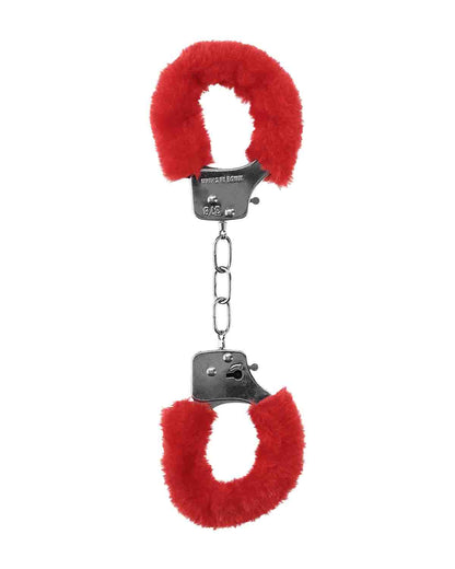 Ouch! Handcuffs Furry kajdanki z futerkiem na ręce czerwone