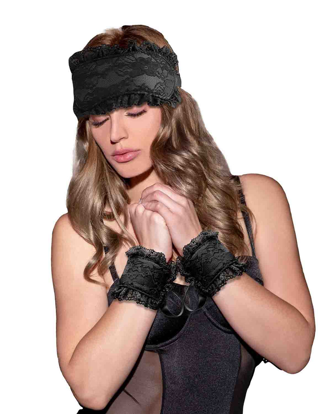 Ouch! Introductory Bondage Kit opaska na oczy i kajdanki czarne