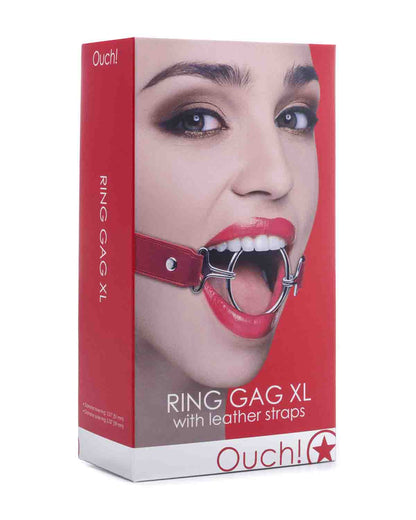 Ouch! Ring Gag XL otwarty knebel w kształcie ringu czerwony