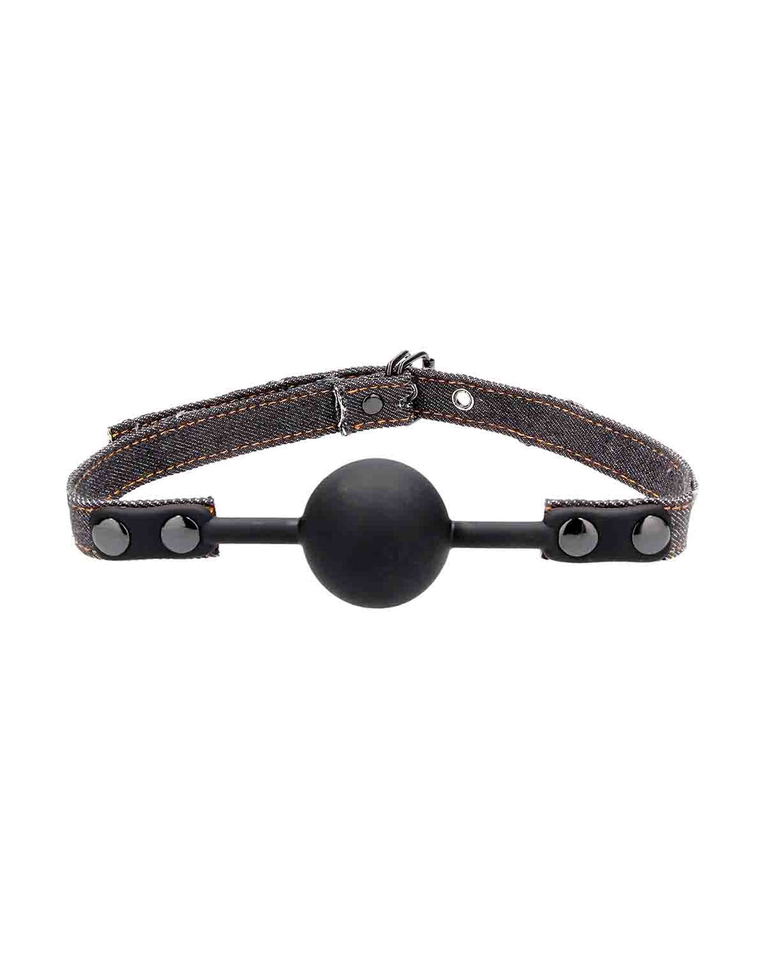 Ouch! Silicone Ball Gag with Denim Straps silikonowy knebel erotyczny z dżinsowym paskiem czarny