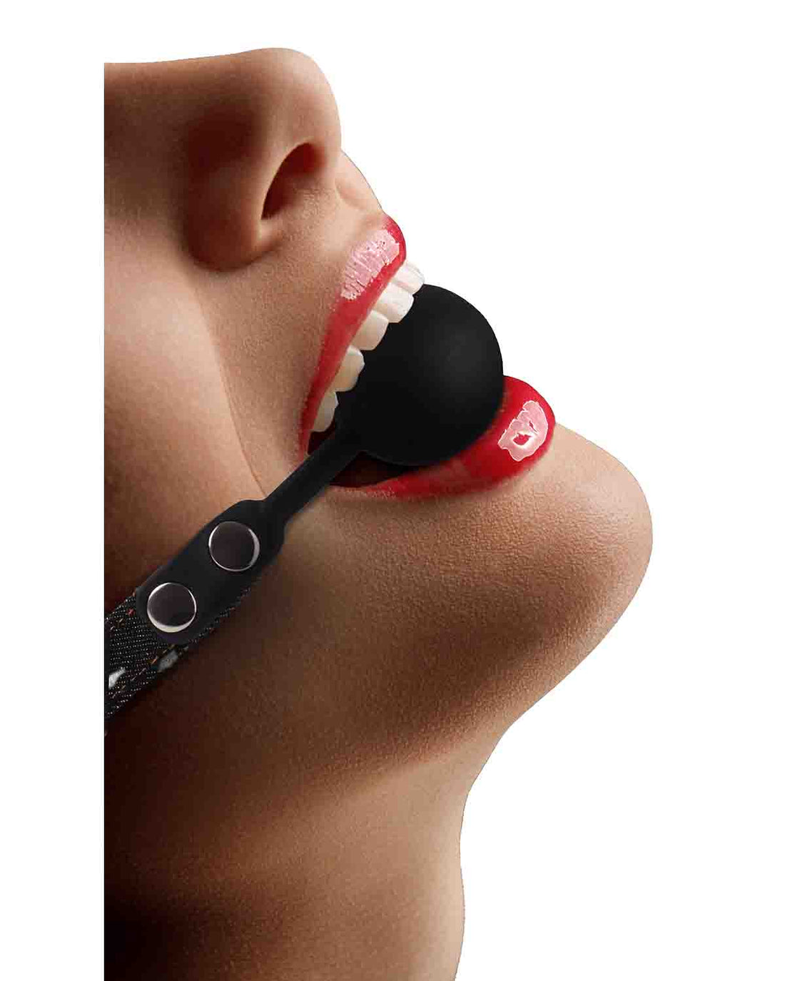 Ouch! Silicone Ball Gag with Denim Straps silikonowy knebel erotyczny z dżinsowym paskiem czarny