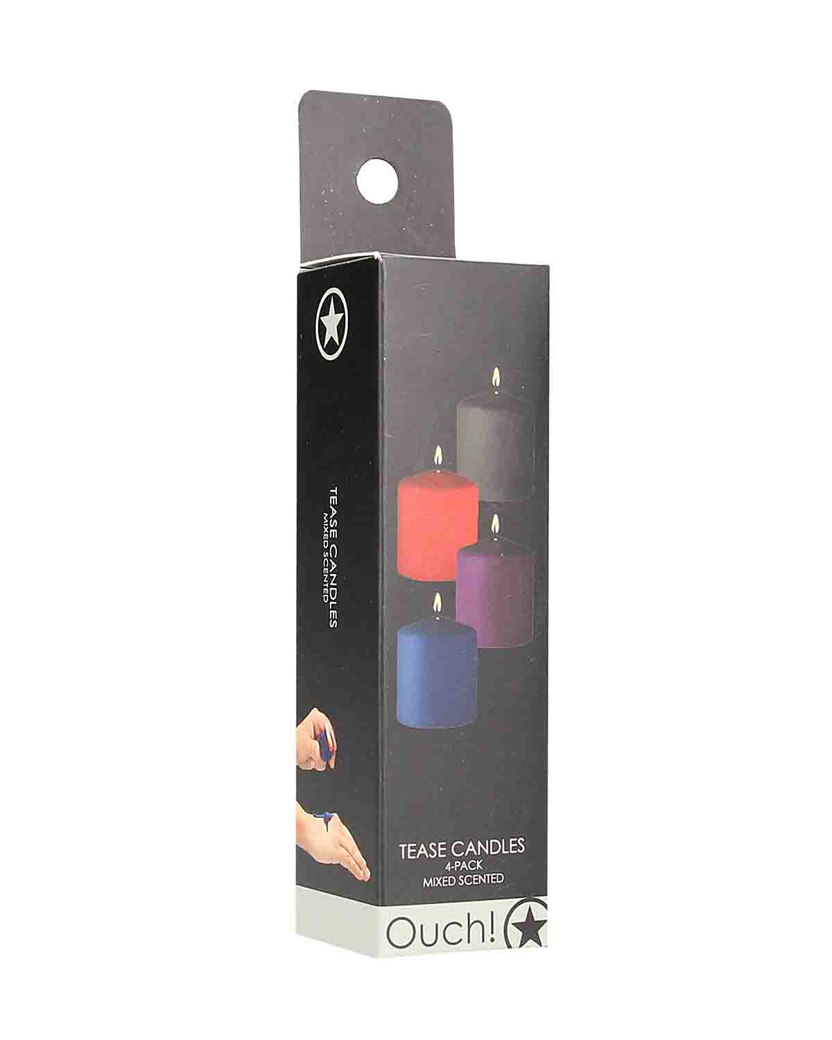 Ouch! Tease Candles Mix scent zestaw świec do zabawy woskiem czarna figa, jaśmin, pomarańcz, sól morska i cedr