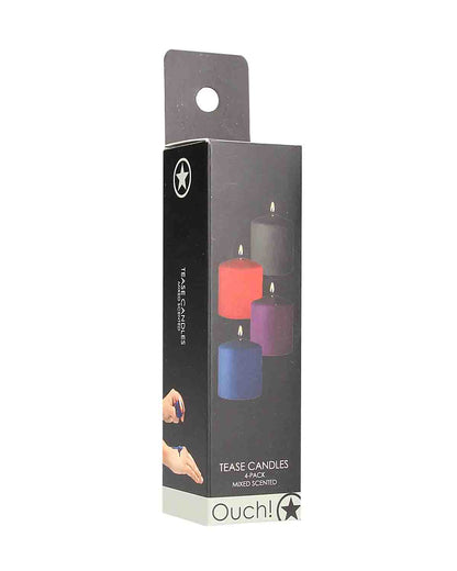 Ouch! Tease Candles Mix scent zestaw świec do zabawy woskiem czarna figa, jaśmin, pomarańcz, sól morska i cedr