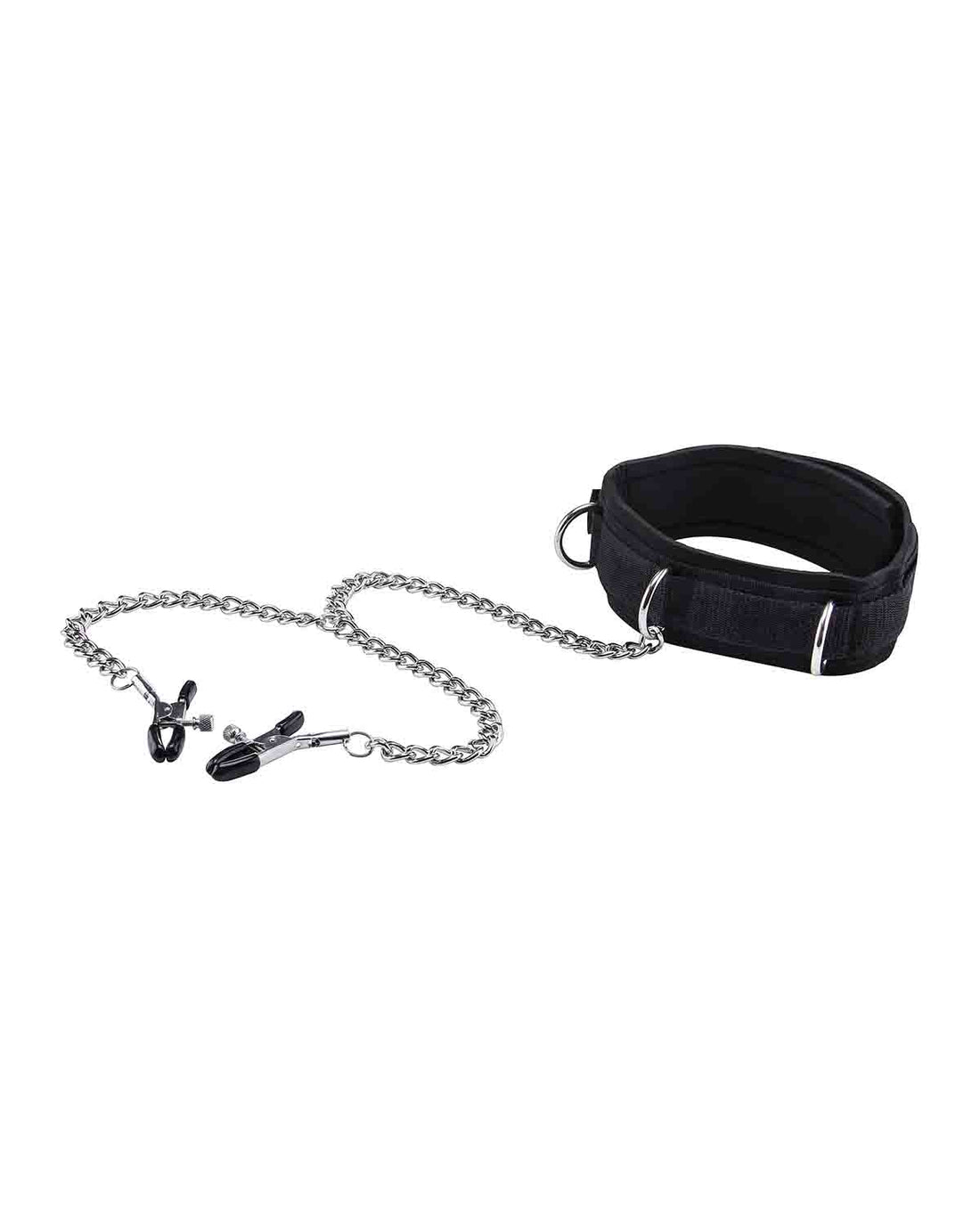 Ouch! Velcro Collar obroża erotyczna z zaciskami na sutki czarna