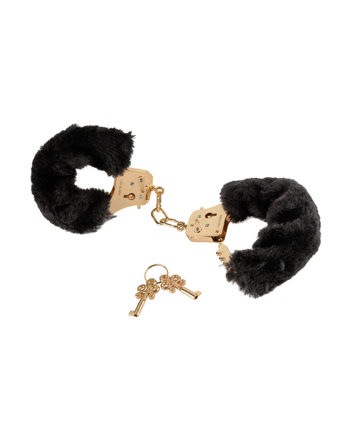 Pipedream Deluxe Furry Cuffs metalowe kajdanki z futerkiem złote