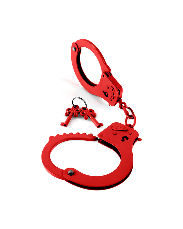 Pipedream Designer Metal Handcuffs metalowe kajdanki czerwone