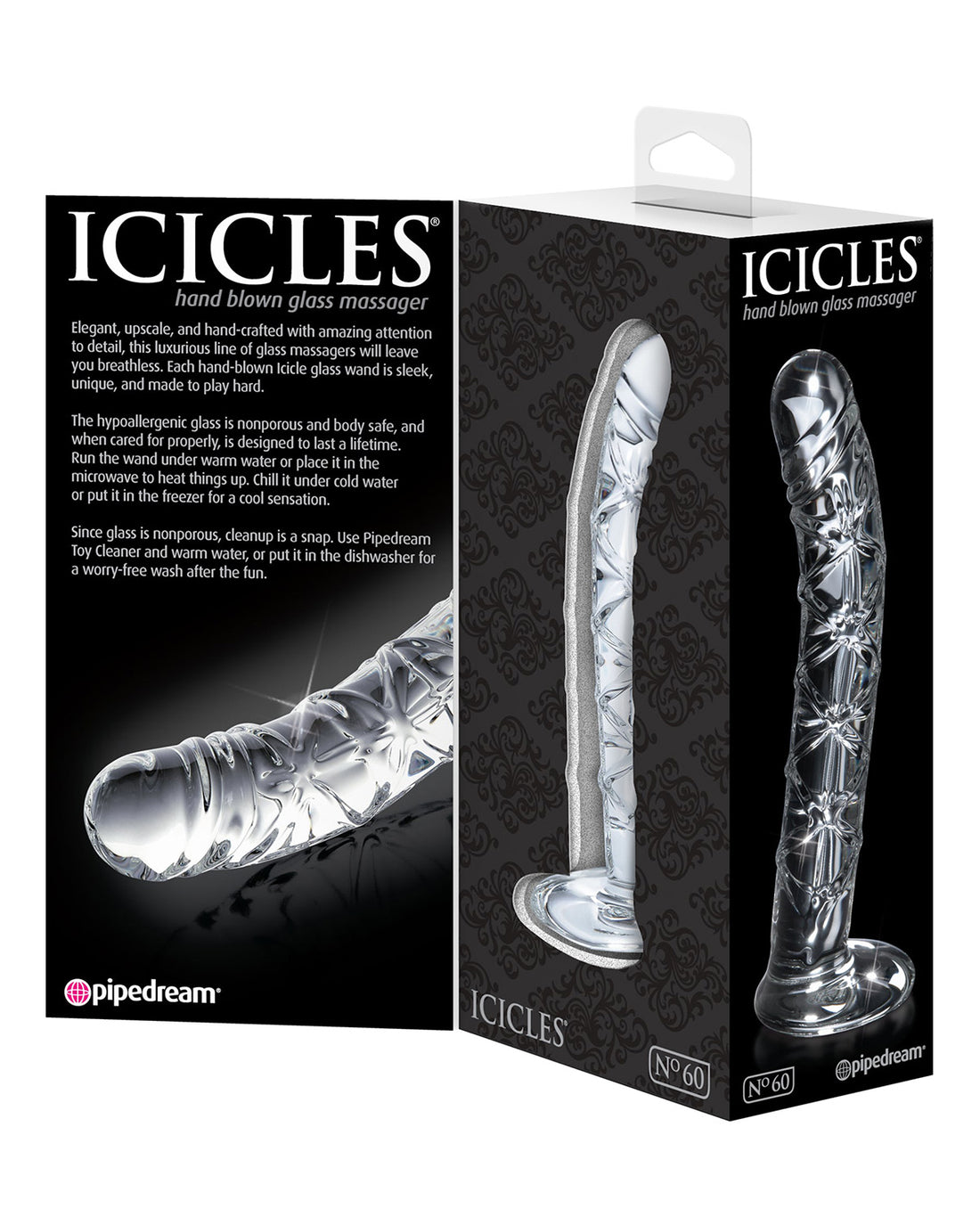 Pipedream Icicles No. 60 szklane dildo transparentne