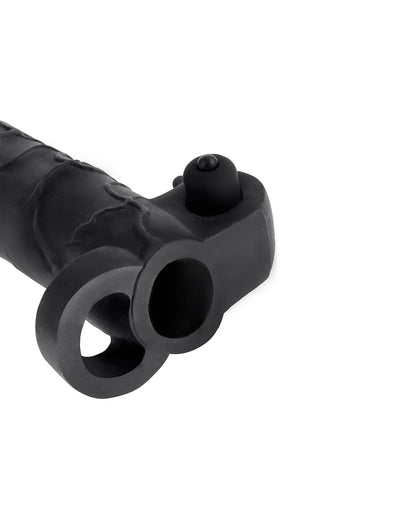 Pipedream X-tension Vibrating 2&quot; Extension przedłużka na penisa z ringiem na jądra i wibracjami +5,1 cm czarna