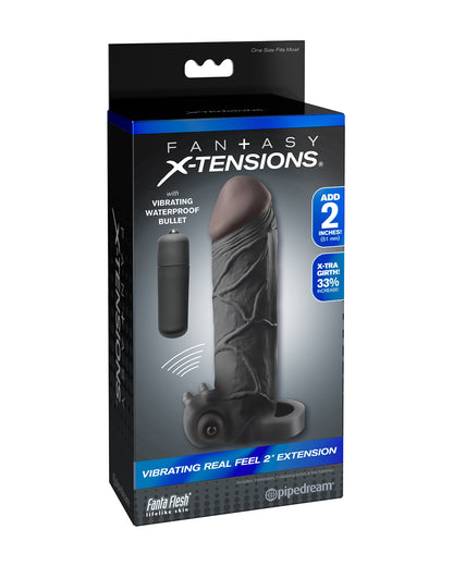 Pipedream X-tension Vibrating 2&quot; Extension przedłużka na penisa z ringiem na jądra i wibracjami +5,1 cm czarna