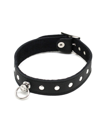 Rimba Collar Decorated with Rivets skórzana obroża erotyczna z nitami czarna
