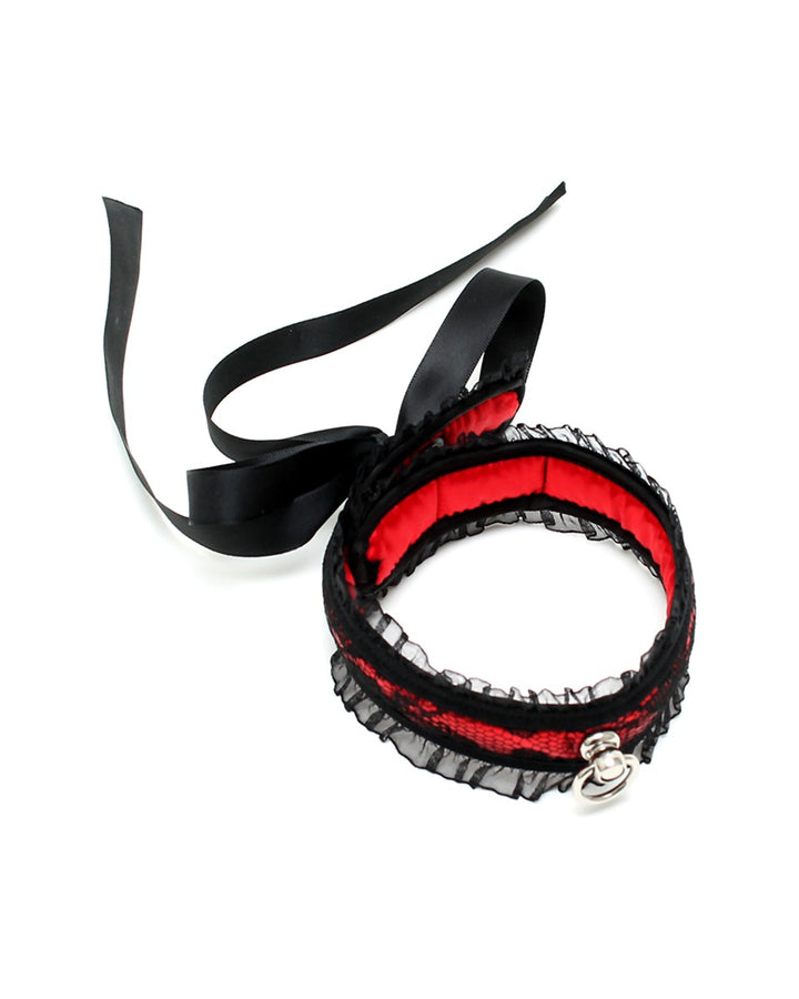 Rimba Satin Look Collar obroża erotyczna czarno-czerwona