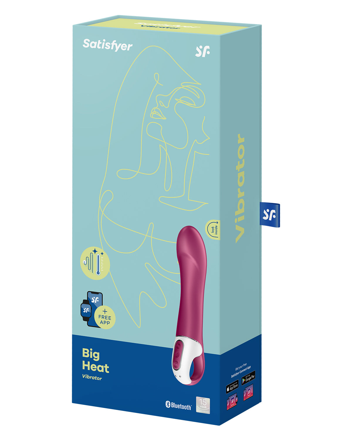 Satisfyer Big Heat wibrator punktu G z aplikacją na smartfona bordowy