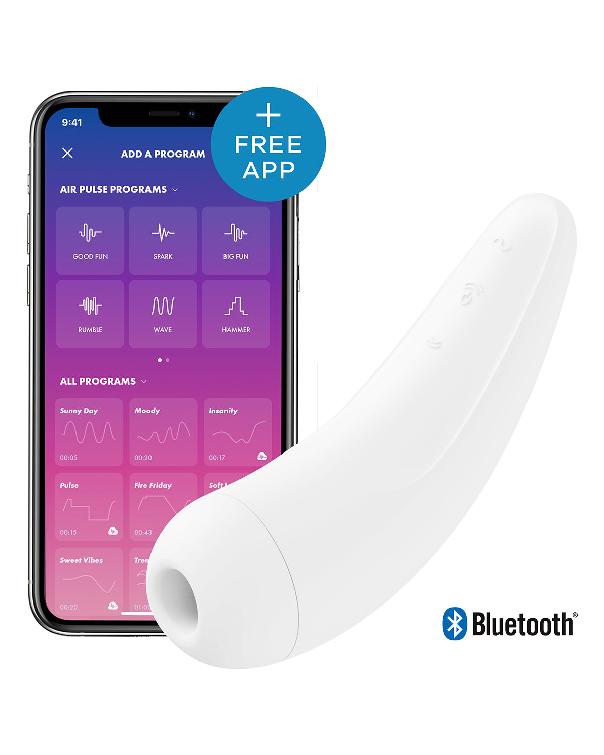 Satisfyer Curvy 2+ Bezdotykowy Stymulator Łechtaczki z Aplikacją na Smartfona - Biały