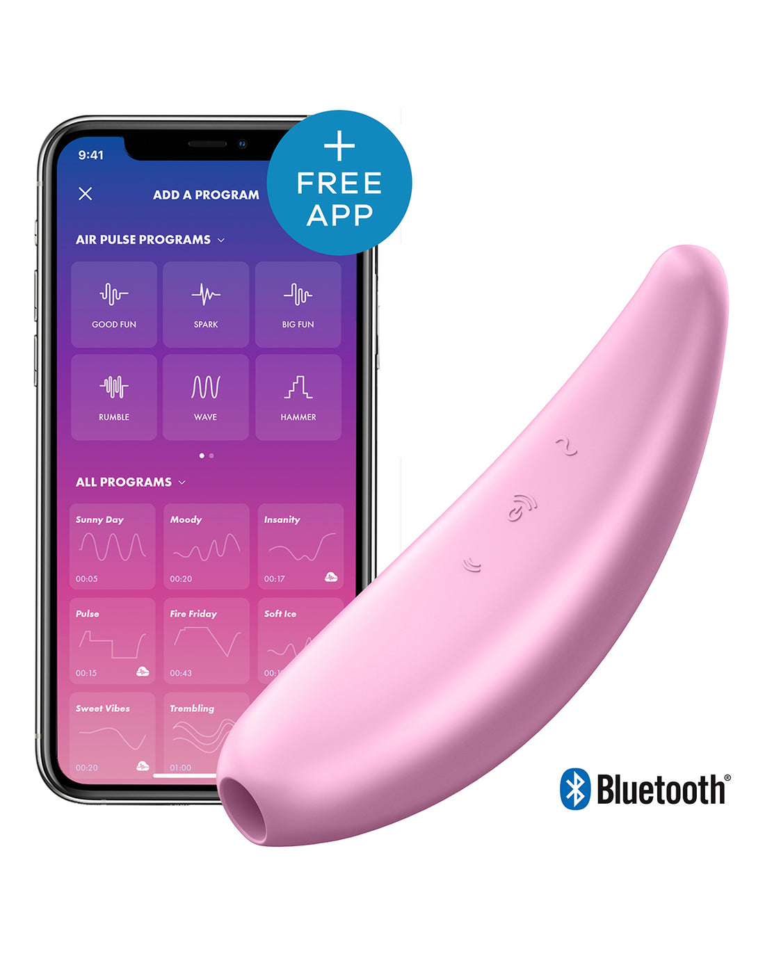 Satisfyer Curvy 3+ Bezdotykowy Stymulator Łechtaczki z Aplikacją na Smartfona - Różowy