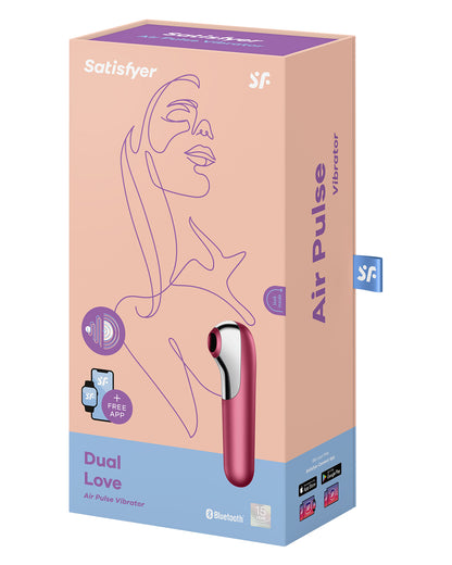 Satisfyer Dual Love wibrator i bezdotykowy stymulator łechtaczki w jednym z aplikacją na smartfona czerwony